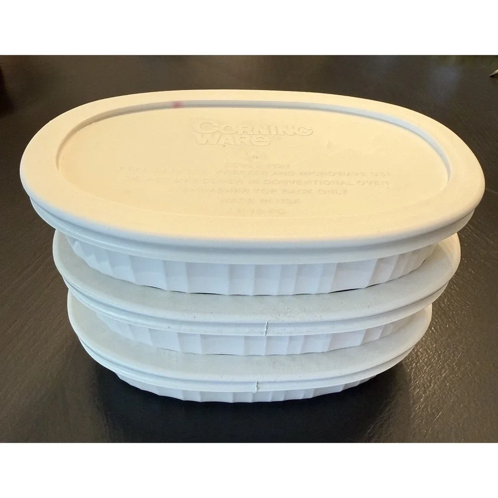 CorningWare French White F-15-B Oval Casserole Dishes w/ F-15-PC Lids Set of 3